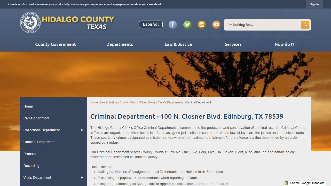 Criminal Department - Hidalgo County, TX