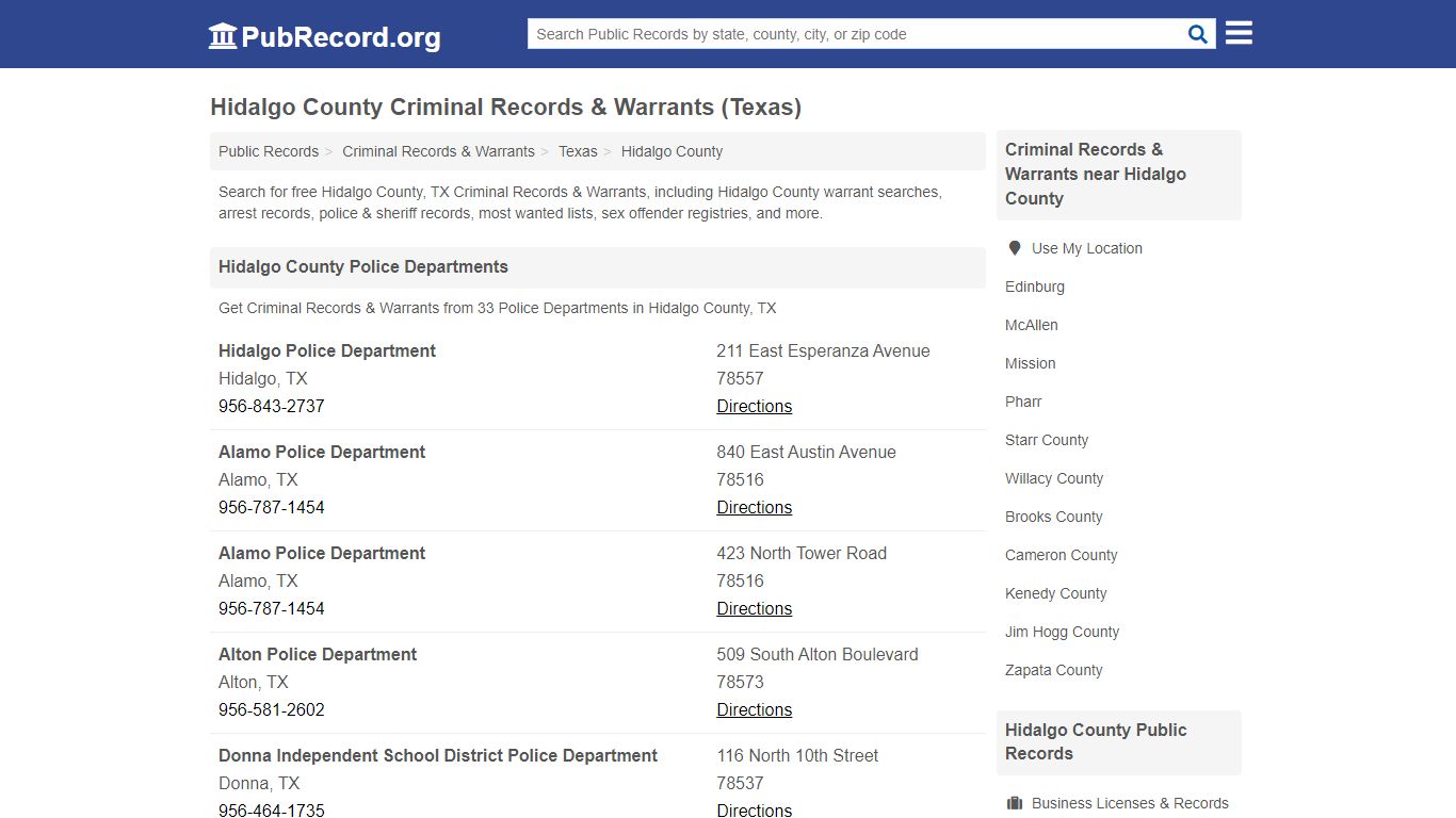 Free Hidalgo County Criminal Records & Warrants (Texas ...